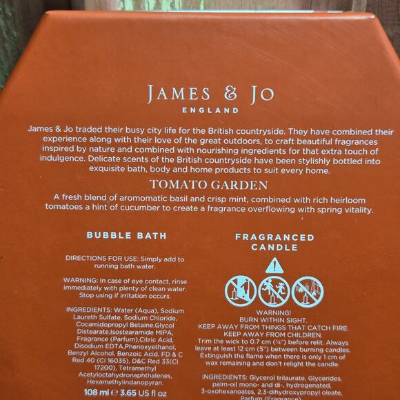 NEW James & Jo England Tomato Garden Duo Bubble Bath & Scented Candle Gift Set - Picture 13 of 16